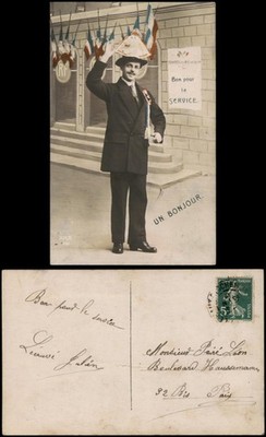 .Frankreich Patriotika France UN BONJOUR. Bon pour le SERVICE. 1919