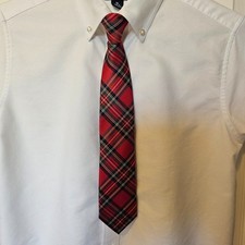 Boys Chaps clip-on tie 14"L x 2.5"W Tartan Plaid