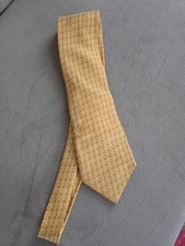 HERMES Necktie Tie Yellow all-over pattern 100 Silk made in France