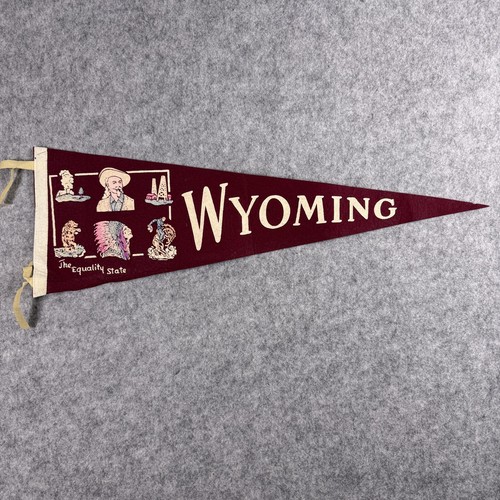 Wyoming The Equality State Maroon Felt Pennant Buffalo Bill Devil's Tower