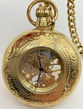 Majesti Pocket Watch Skeleton W/ Fob 17j
