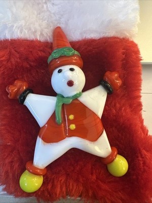 Christmas Star Ornament Star Santa Art Glass Global Village *READ DESCRIPTION*