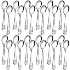 24 Piece Spoons, 6.5 inch Stainless Steel Silverware, Safe, Baby Self Feedi...