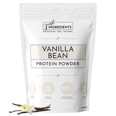 JUST INGREDIENTS Vanilla Protein Powder - Grass-Fed Whey Blend, 15 Servings 
