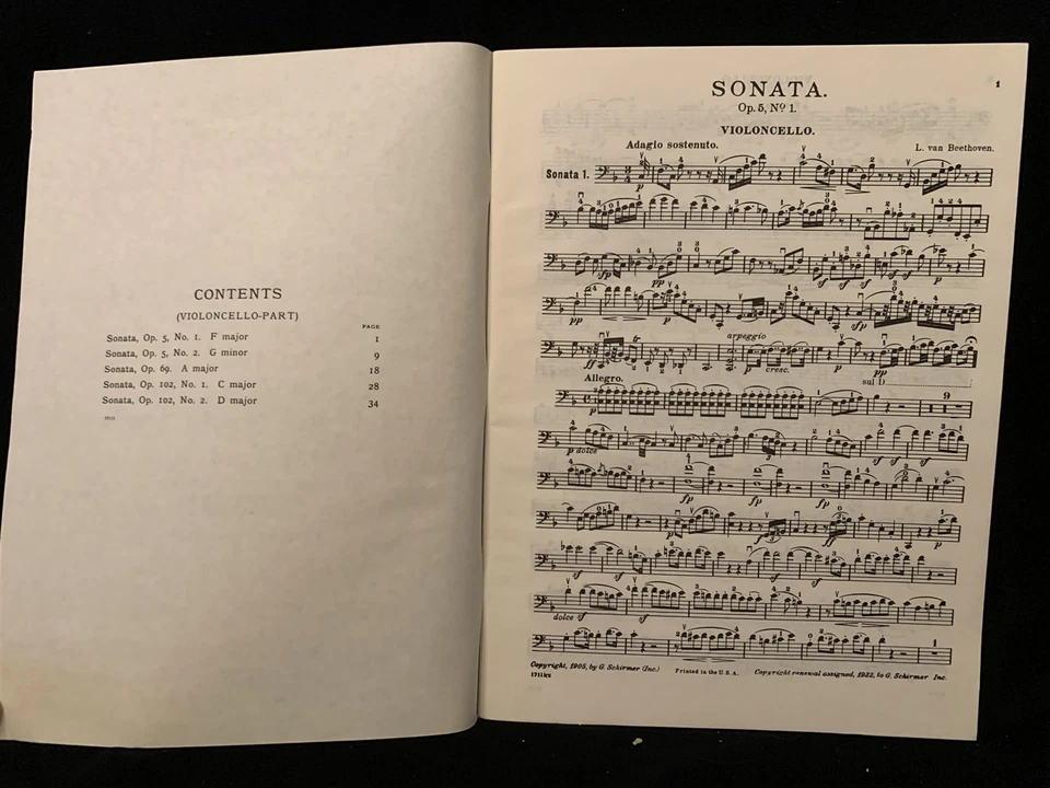 BEETHOVEN Sonatas for Cello & Piano - SCORE & PART - G. SCHIRMER - NEW - Image 4 of 4