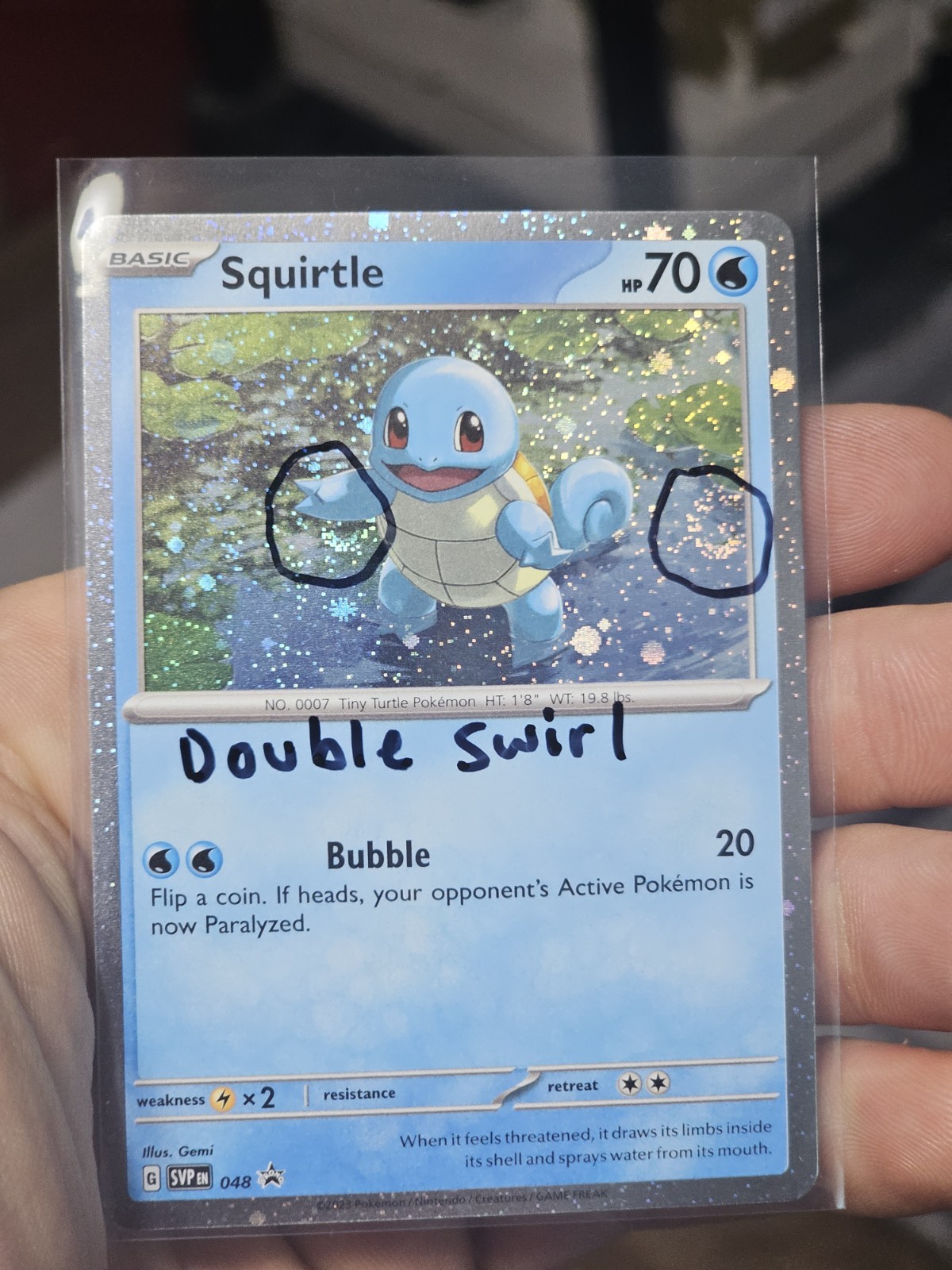 Squirtle 048 Scarlet & Violet Black Star Promo DOUBLE SWIRL Pokemon Card NM