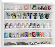 5-Tier Display Cabinet, Glass Door Cabinet with Adjustable Shelves, Wall-Mounted