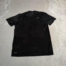 Nike Shirt Mens Large Black Gym Dri Fit Lightweight Swoosh Short Sleeve Running