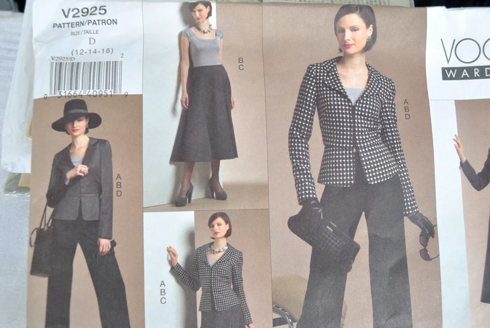 Schnittmuster Vogue 2925  Kleid  Gr. 12 - 16 neu Blazer Rock Top Hose Jacke - Bild 2 von 3