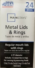 Mainstays Regular Mouth Canning Lids with Rings 1 Pack of 12 (24 pieces) -New