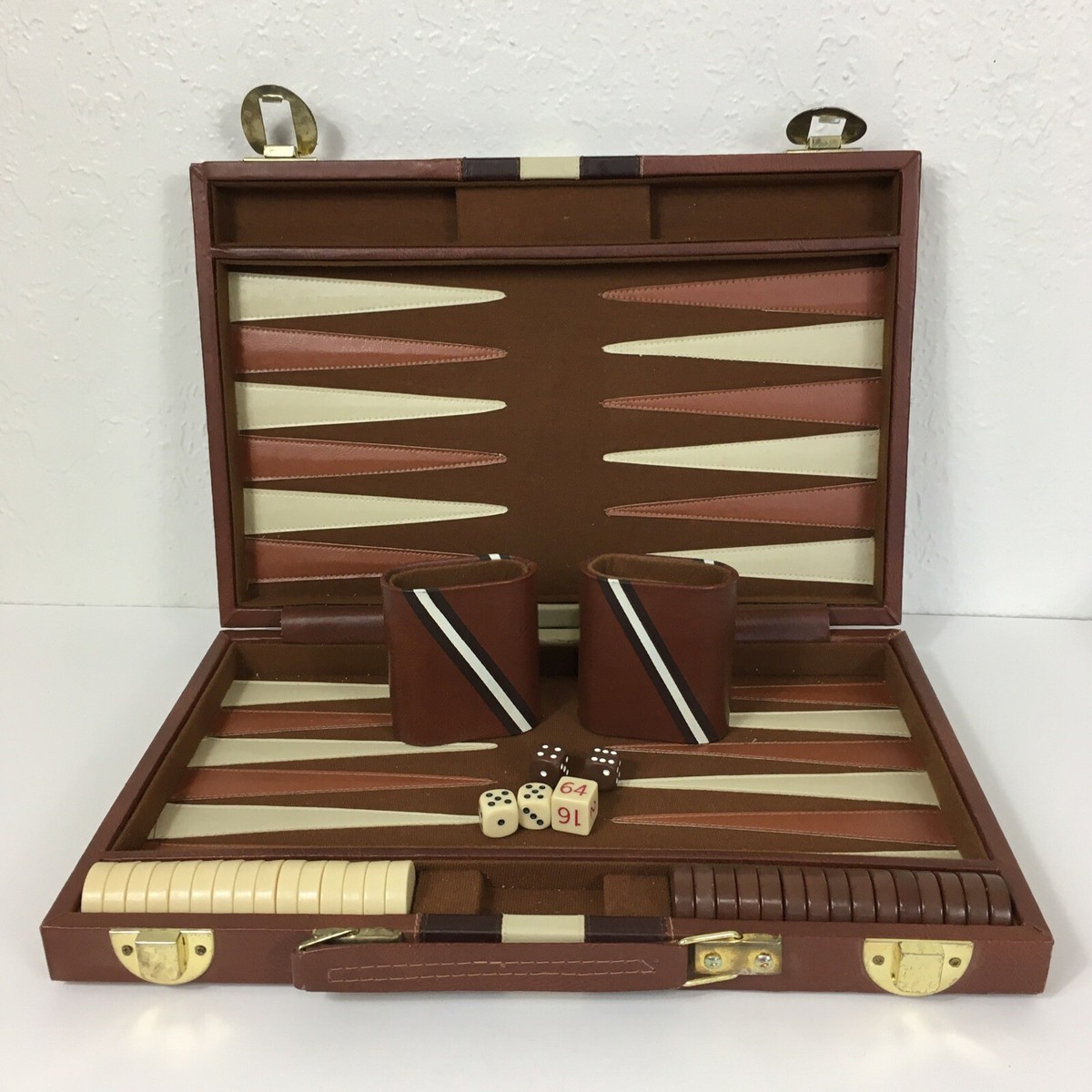 Vintage Backgammon Game Tundra Imports Complete Set Board Case