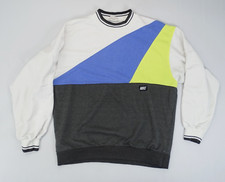 Vintage 80s Nike Diagonal Color Block Yellow White Blue Sweatshirt Sz L Gray