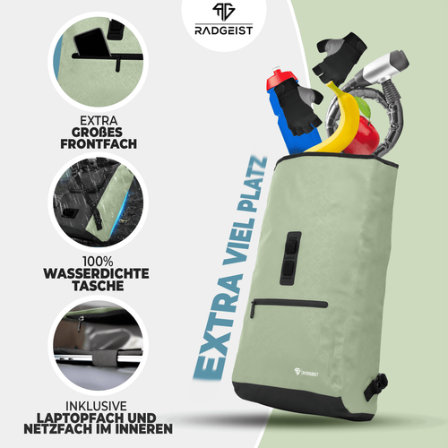 RADGEIST Fahrradtasche Gepäckträgertasche Rucksack wasserdicht MINT - Bild 4 von 6