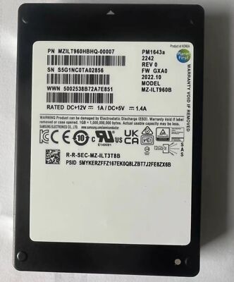 960GB SSD Samsung PM1643a 2.5'' SAS MZ1LT960HBHQ-00007 MZ-1LT960B FW GXA0 12Gb/s