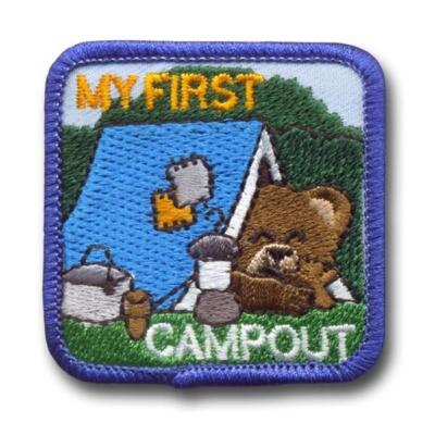 Girl Boy Cub MY FIRST CAMP OUT Tent Camping trip Patches Badges SCOUT GUIDE