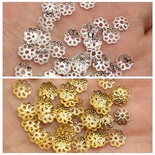 1000pcs Silver Gold Filigree Flower 7mm Bead Caps End Caps for Jewelry Making