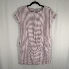 Madewell Mini Dress Women's Small Pink White Striped Linen Blend Pockets