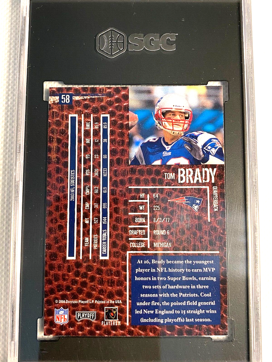 SGC 9.5 MINT+ 2004 TOM BRADY DONRUSS PLAYOFF #58 HOGG HEAVEN G5246