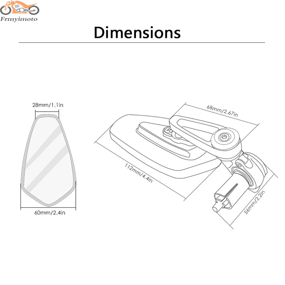 360° Moto Rétroviseur + Embout de Guidon pour Yamaha MT-07 MT-09 MT-10 01 FZR400 - Photo 2/4
