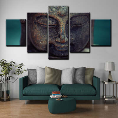 Buddha Face Statue Framed 5 Piece Canvas Wall Art | eBay