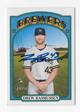 2021 HERITAGE DREW RASMUSSEN RAYS BREWERS AUTOGRAPHED SIGNED BASEBALL CARD RC SP
