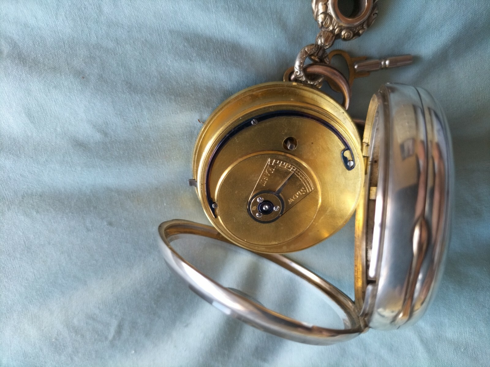 BEAUTIFUL ANTIQUE LARGE SOLID SILVER FUSEE GENTS … - image 5