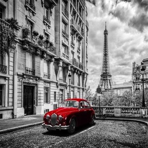 Negro Y Blanco Escena Torre Eiffel Rojo Coche Fotografia Fondo Telon De Fondo 10x10ft Ebay