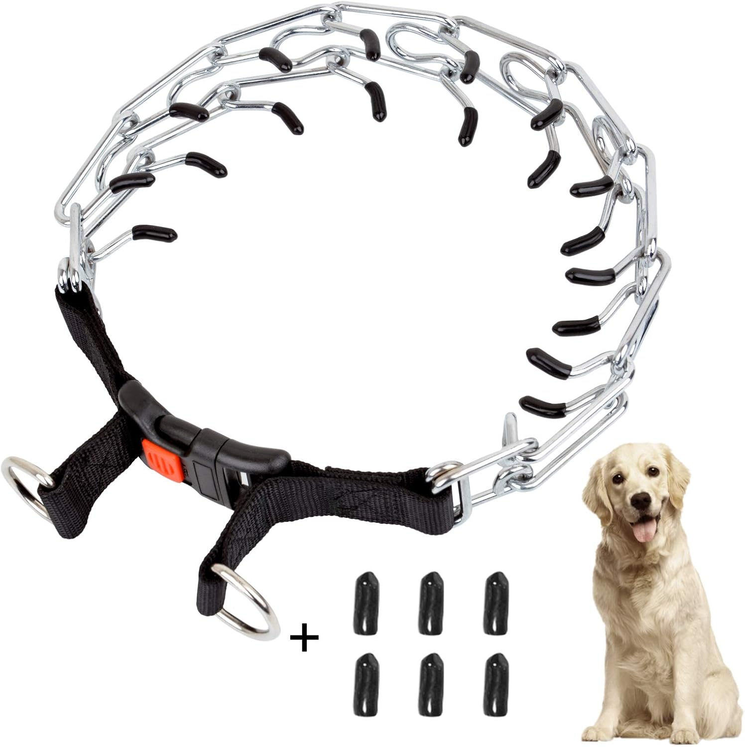 Dog Prong Collar, Dog Choke Pinch Training Collar, Adjustable Stainless