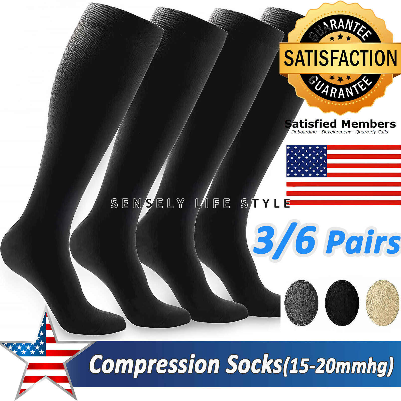 Compression Socks for Men Size LG 5.5-13 with 20-30mmHg Support & Pain Relief-image