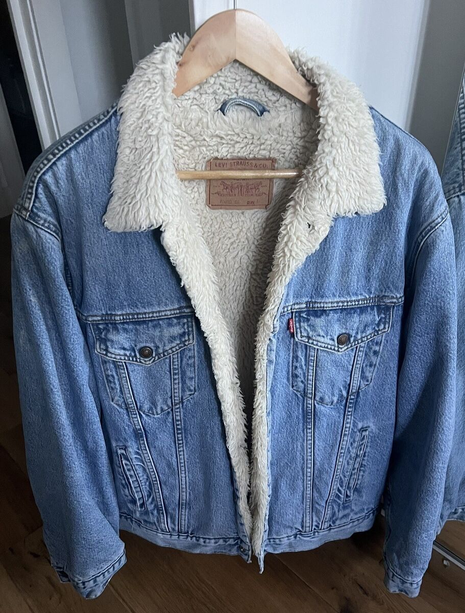 ORIGINAL 1990 LEVIS DENIM Jacket Mens L FLEECE Lined ORIGINAL 1990 LEVIS DENIM Jacket Mens L FLEECE Lined