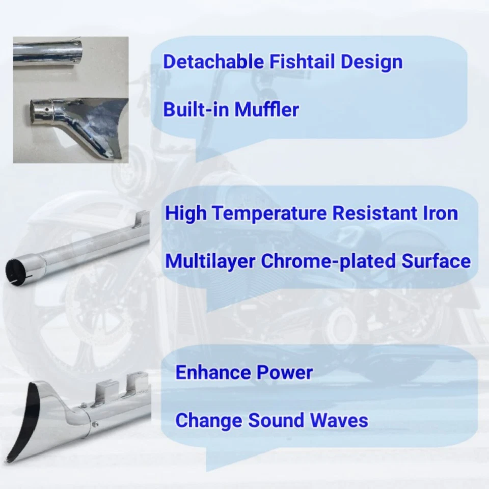 Road King Touring 36" Fishtail Slip on Mufflers Exhaust Pipes for Harley 95-16 Foto 3 de 4
