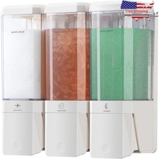 Wall Mounted 3 Chamber Shower Soap Dispenser Shampoo Conditioner Body Wash New
