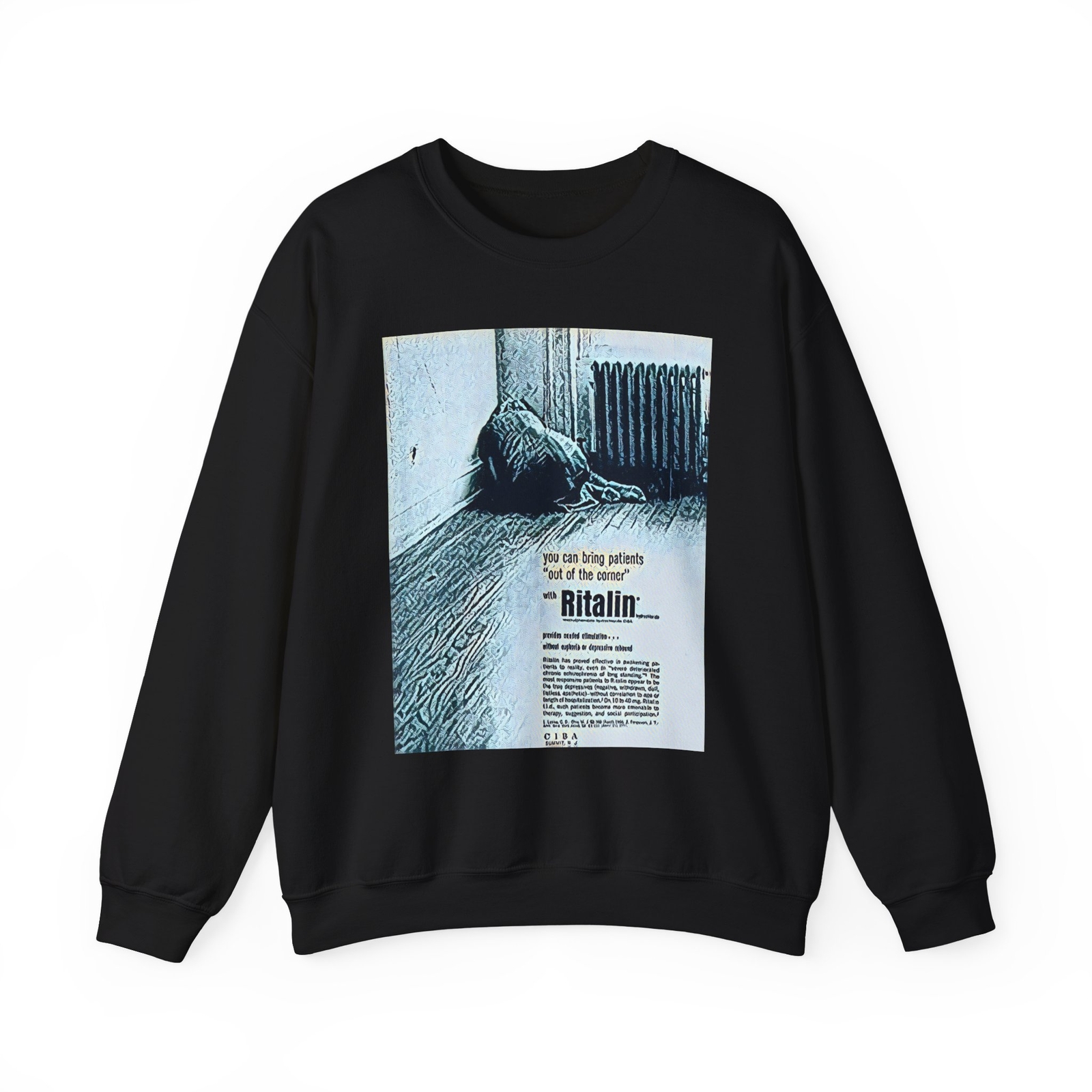 Retro Ritalin Ad Graphic Print Unisex Heavy Blend Crewneck Sweatshirt