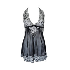 dark coquette mesh halter slip dress
