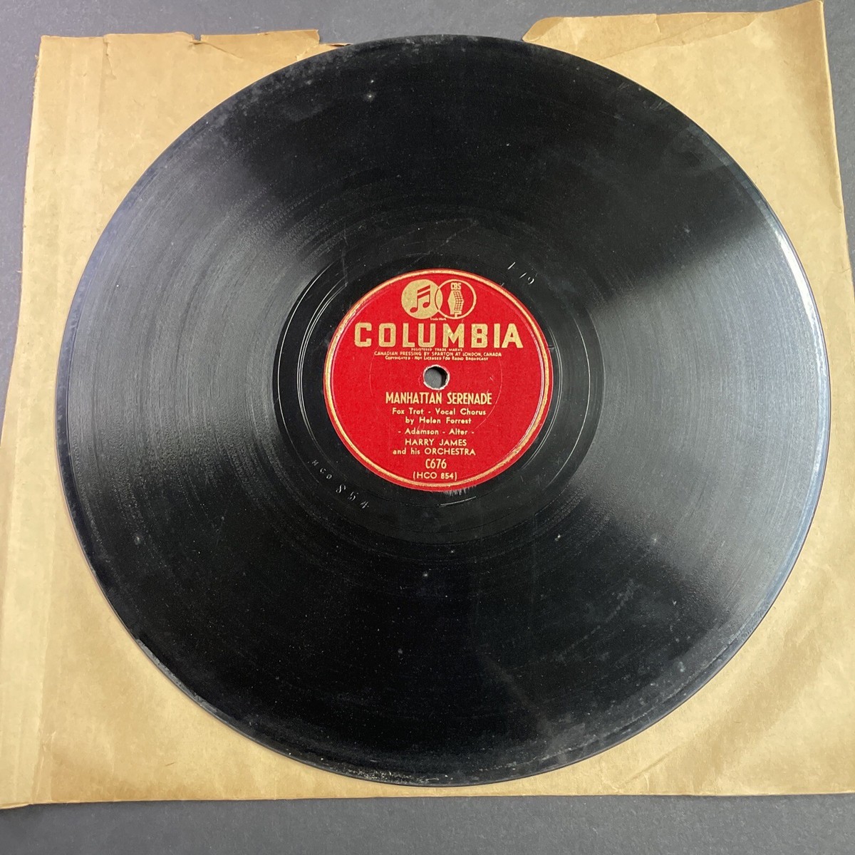 Harry James, Manhattan Serenade (Gramophone Shellac Record