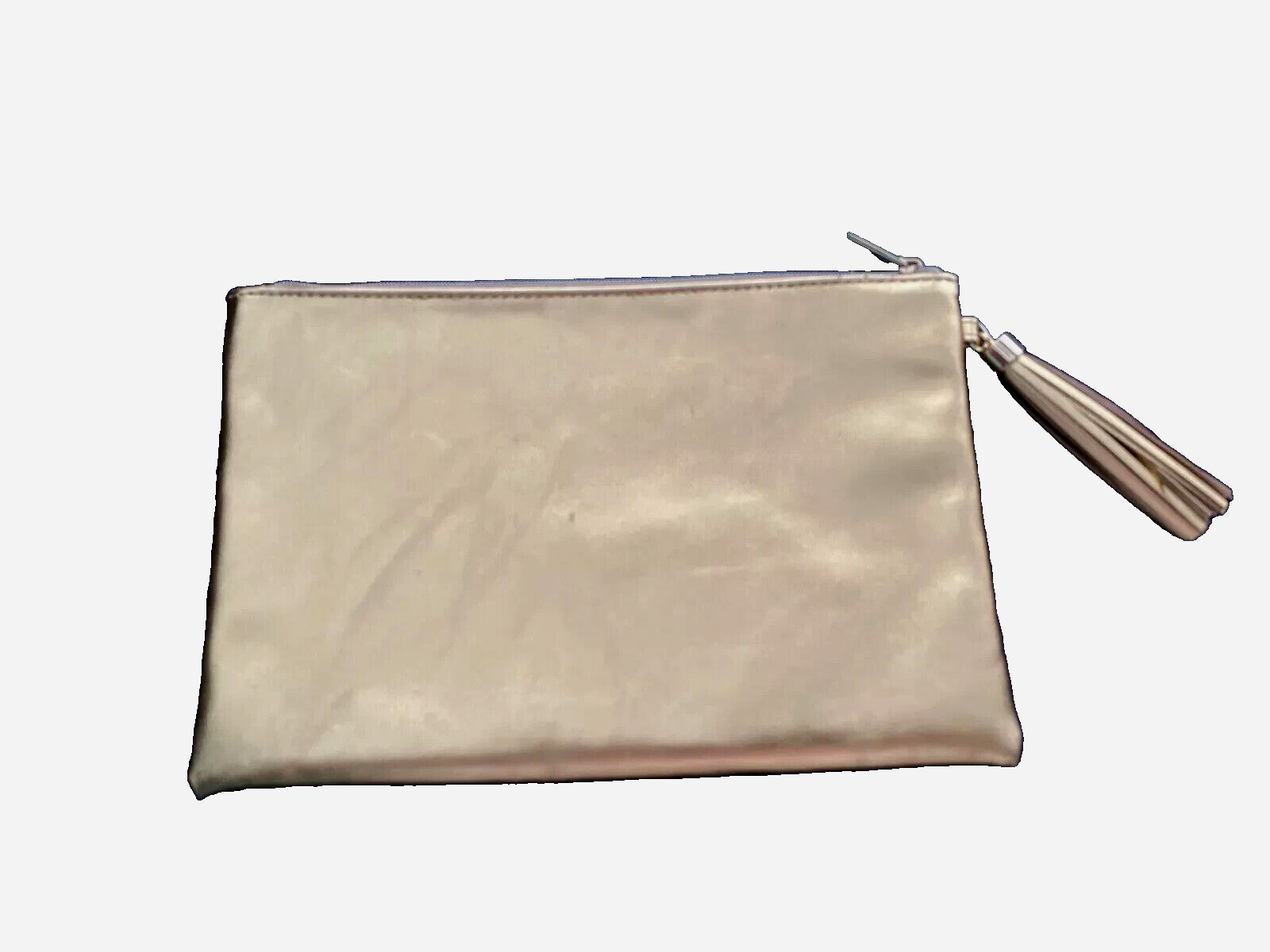 YVES Saint Laurent Borsa Trucco Oro Pochette con Nappa YSL Beauty Logo Zip NUOVO