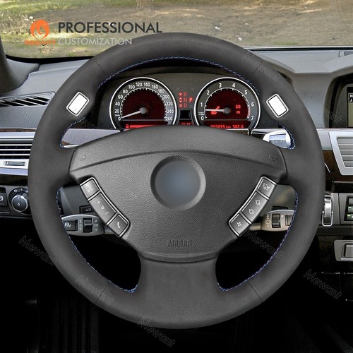 MEWANT Custom Suede Steering Wheel Cover for BMW 7 Series (E65/E66) 2004-2008 - Foto 3 di 10