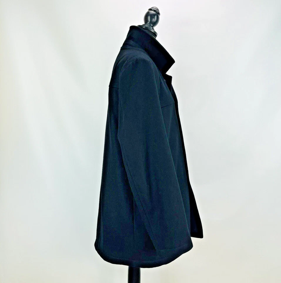 Tommy Hilfiger Men’s Black Wool Melton Topcoat Car Overcoat Peacoat Size M-READ - Image 3 of 4
