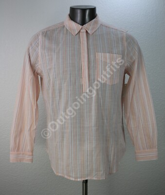 NEW Goodthreads Women's Long Sleeve Pink/Ivory Vertical Stripe Shirt Top Size L