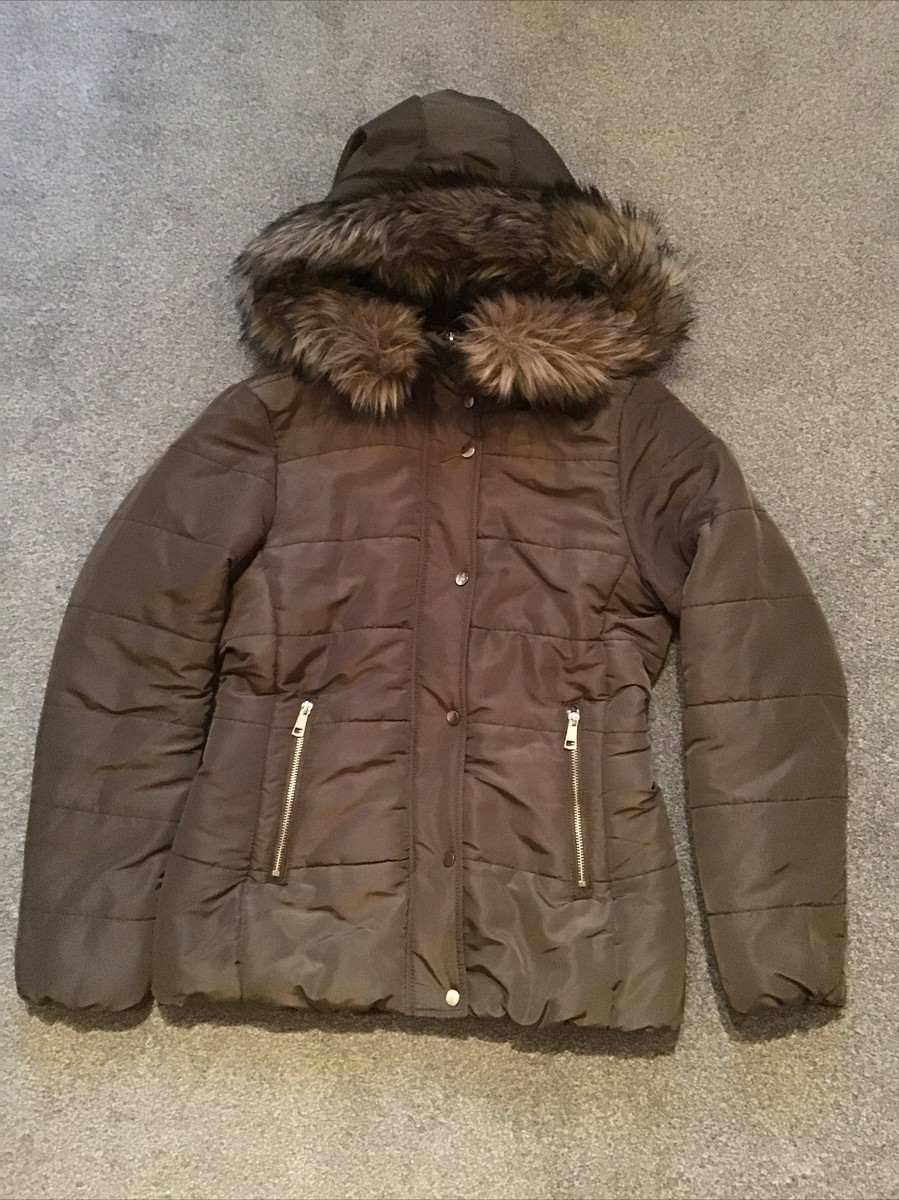 H&M BROWN PADDED PUFFA JACKET SIZE 36 UK