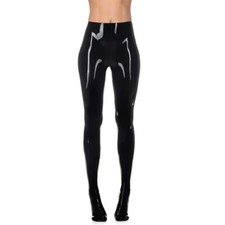 Latex Pants with Socks Tight Slim Mid Waist Trousers for Women Club Party Wear