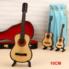 Mini 1/12 Acoustic Guitar Miniature Musical Instrument Dollhouse Case Kids Gift