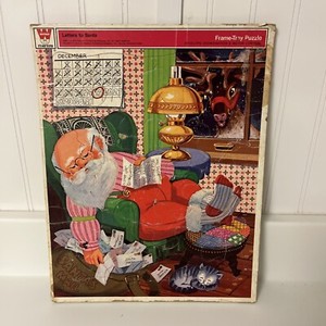 Vintage "Letters To Santa" Frame Tray Puzzle 1973 USA Christmas Whitman