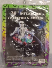 Vintag Halloween 36" Inflatable Coffin & Skeleton Cooler Ice Chest