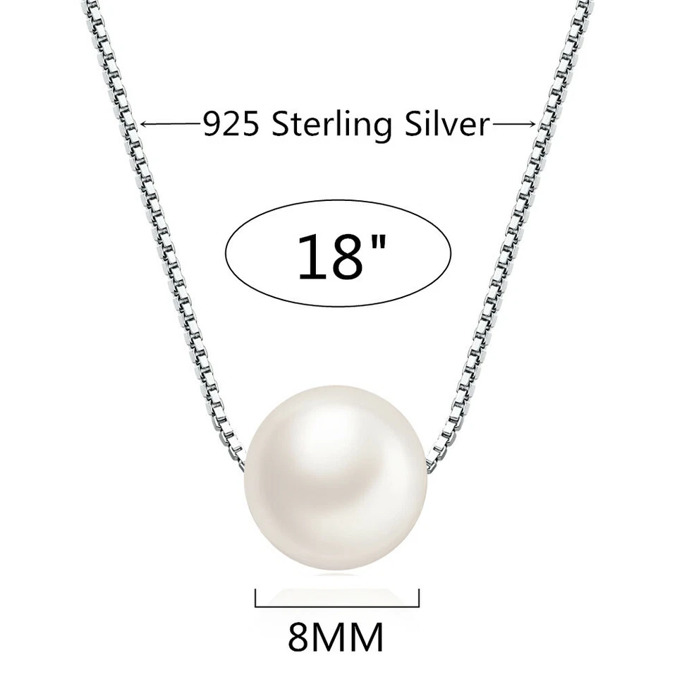 Collar colgante de perlas cultivadas de agua dulce de plata esterlina para mujer regalos para niña Foto 2 de 4