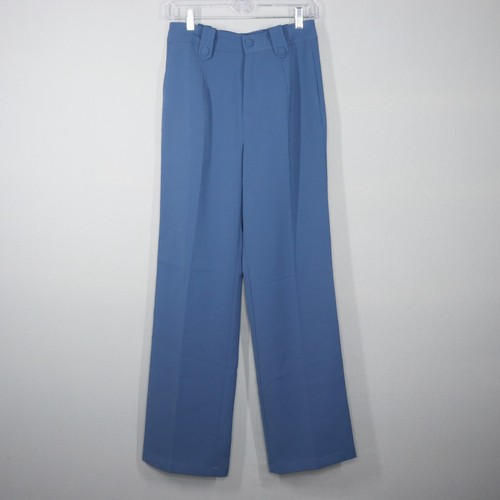 Commense Dress Pants Womens Size XS Blue Pleated Straight Leg High Waist NWT