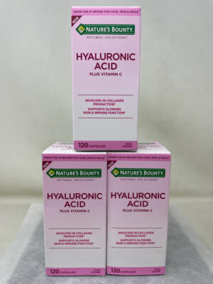 Nature's Bounty Hyaluronic Acid + Vit C Supplement, 120 Capsules/Bottle, 3 Pack