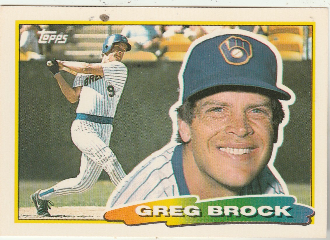 FREE SHIPPING-MINT-1988 Topps Big #217 Greg Brock Milwaukee Brewers +BONUS CARDS
