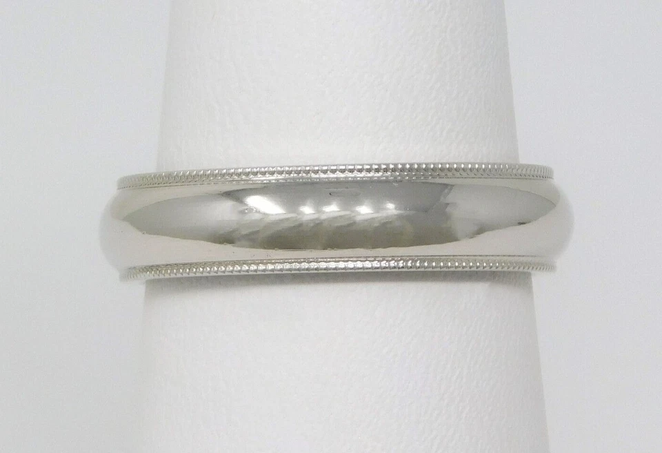 Платиновое обручальное кольцо с молозивом 5 мм размер 7 1/2 B0460 - Изображение 2 из 4