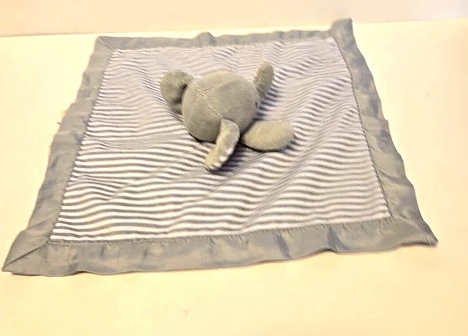 "Manta de seguridad Circo Elephant Lovey gris blanco rayas 12"" chupete satinado 2015" Foto 4 de 4
